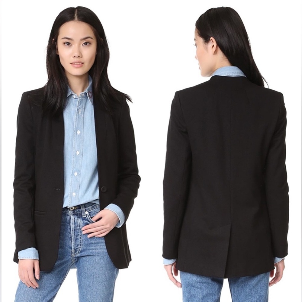 Madewell Black Tribune Blazer Jacket Size 12 Single Breasted Collarless Fall